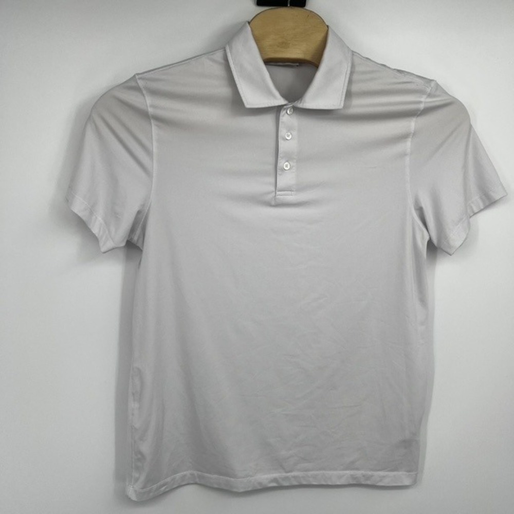 Bugatchi Men's Medium White Short Sleeve Performance Stretch Polo Shirt